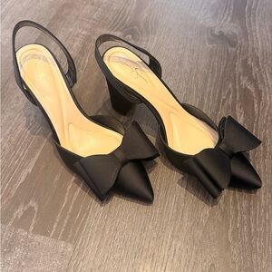 Jessica Simpson Black Bow Pointed Slingback Pumps